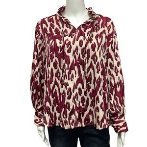 NIC+ZOE Ikat Peasant Top Ruffle Blouse
